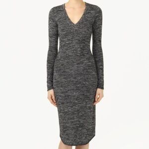 Aritzia Wilfred Free Lisiere Bodycon V-Neck Heathered Midi Dress